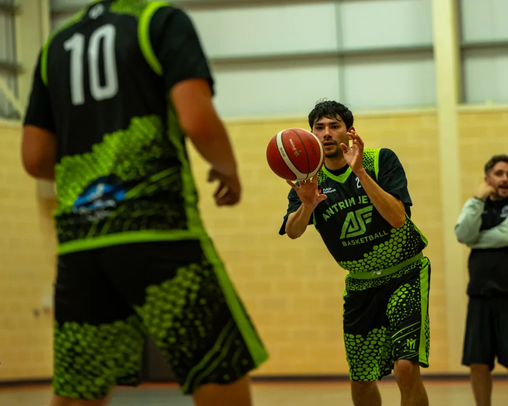 Antrim Jets basketball player prepares a pass