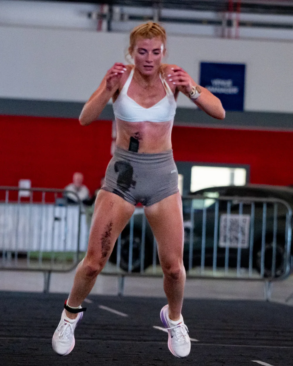 Athlete performs a weighted lunge. Mecca Sim 5.